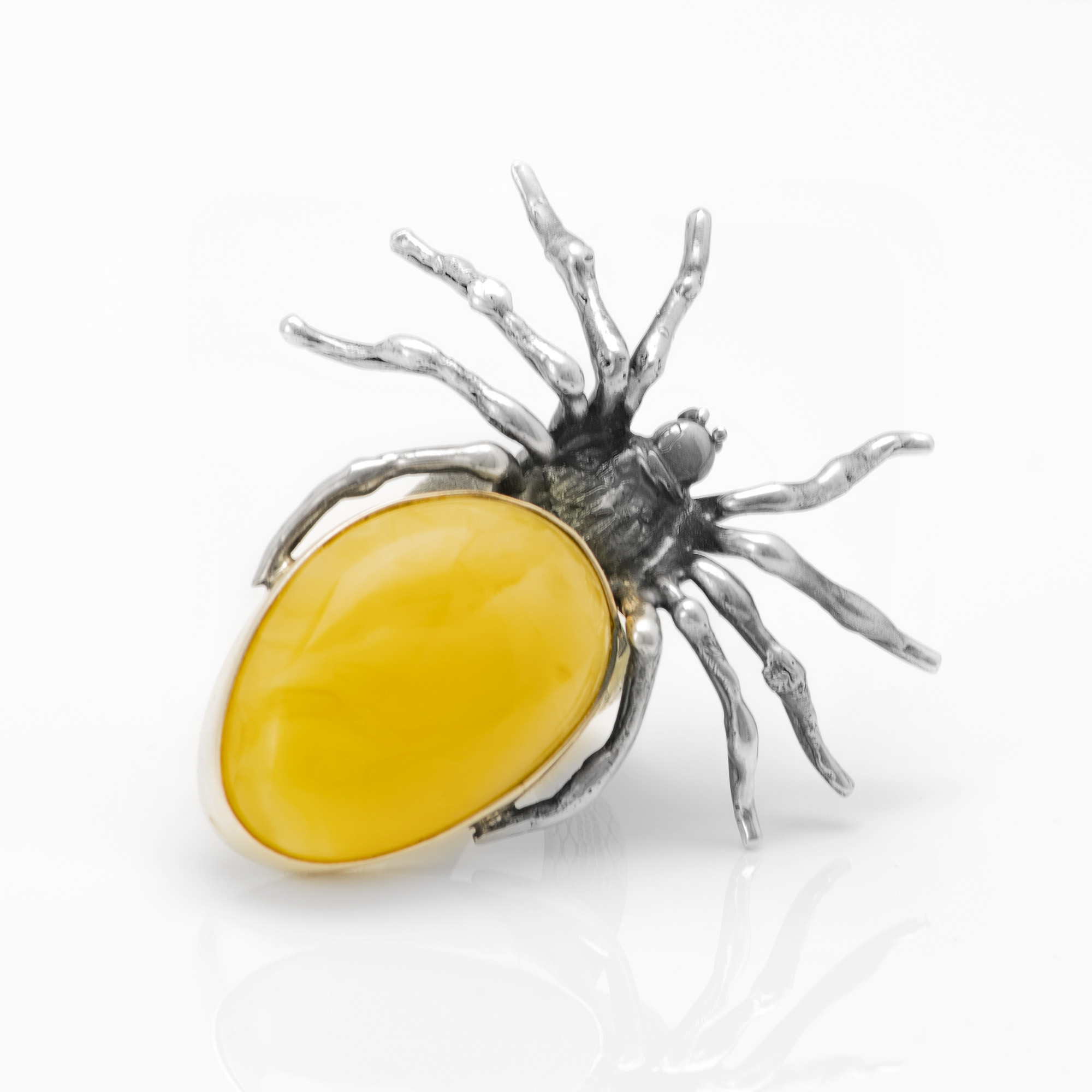 Sterling Silver Baltic Amber Spider Ring Image 5
